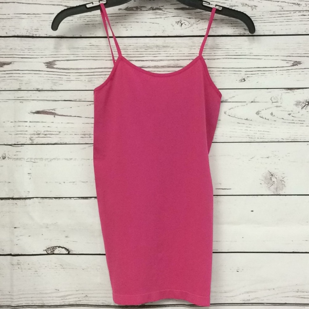 F&F Hot Pink Seamless Camisole Spaghetti Strap Stretch Tank Top Layering Base